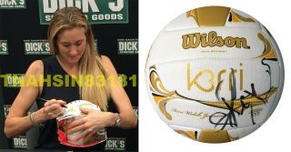 Kerri Walsh - Jennings Signed Logo Volleyball Authentic Autograph Usa Gold