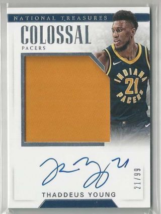 2017 - 18 National Treasures Colossal Thaddeus Young Auto Jersey 21/99 Jersey