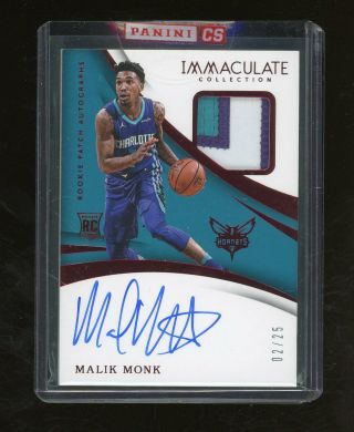 2017 - 18 Immaculate Red Malik Monk Rpa Rc Rookie Patch Auto 2/25 Hornets