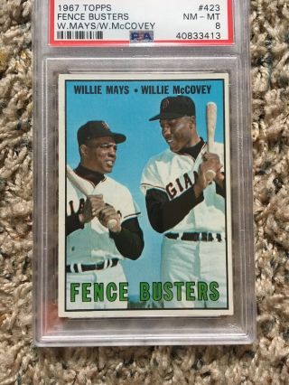 1967 Topps Fence Busters Willie Mays Willie Mccovey 423 Psa 8 Nm Mt