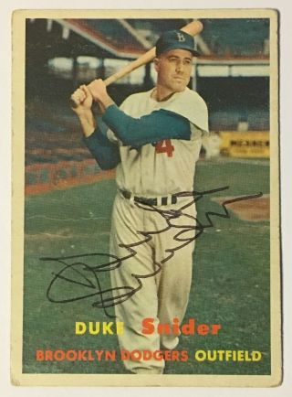 1957 Topps Baseball Card 170 Duke Snider Brooklyn Dodgers Autographed