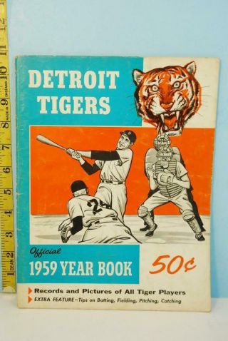 1959 Detroit Tigers Official Baseball Yearbook Records & Pictures Vg