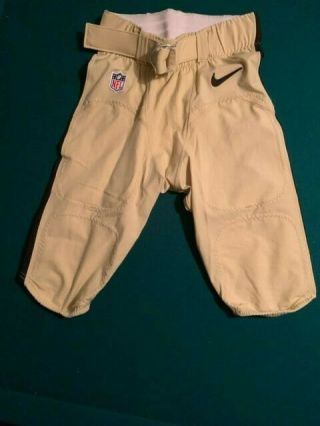 Orleans Saints Size 30 Gold Game Worn / Issued Nike Football Pants W/ Belt