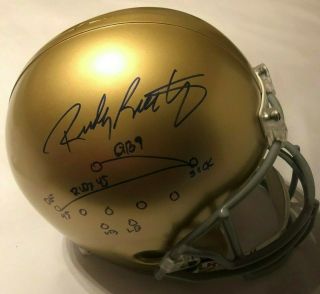 Rudy Ruettiger Autographed Full Size Notre Dame Helmet Inscribed Rudy Hologram 1