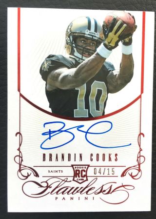 /15 Brandin Cooks 2014 Panini Flawless Ruby Red Auto Rc