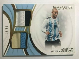 2018 - 19 Panini Immaculate Soccer Dual Patch Card : Javier Mascherano 13/50