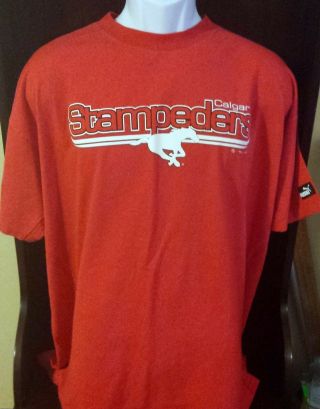 Vintage Cfl Calgary Stampeders Football Red Puma T - Shirt Tee Men 