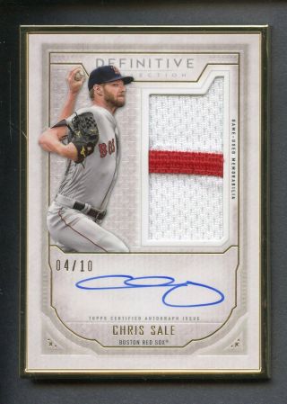 2019 Topps Definitive Framed Chris Red Sox Game Patch Auto /10