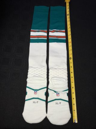 Miami Dolphins Team Issued/game Worn Nike Throwback Official Nfl Socks Xl - Tall