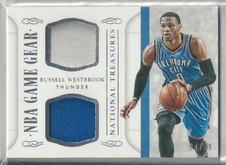 2014 - 15 National Treasures Nba Game Gear Russell Westbrook Dual Jersey 84/99
