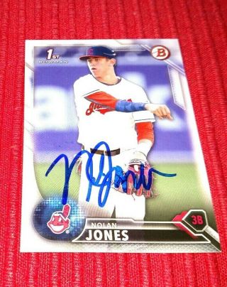 2016 Bowman Draft Nolan Jones Autographed Bd32 Rc Auto Cleveland Indians