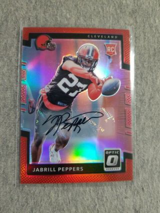 Jabrill Peppers 2017 Optic Rookie Auto Red /50 Cleveland Browns Rc