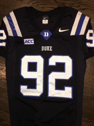 Game Worn Duke Blue Devils Football Jersey Nike 92 Size L