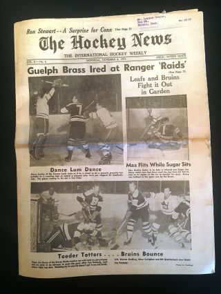 The Hockey News,  Nov 8,  1952,  Vol 6 No 6,  20 P,  12 X 16,  Lumley,  Kennedy On Cvr