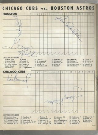 1966 Chicago Cubs Vs Houston Astros Autograph Program - Ron Santo,  Mike Cuellar