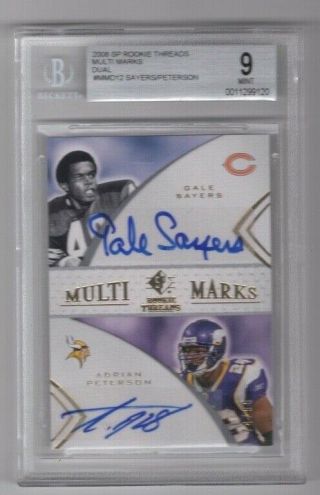 2008 Upper Deck Sp Rookie Threads Dual Auto Adrian Peterson Gale Sayers 74/99