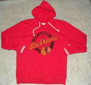 Chicago Blackhawks Mitchell & Ness Full Zip Hoodie Sweatshirt Jacket Mens Sz 2xl