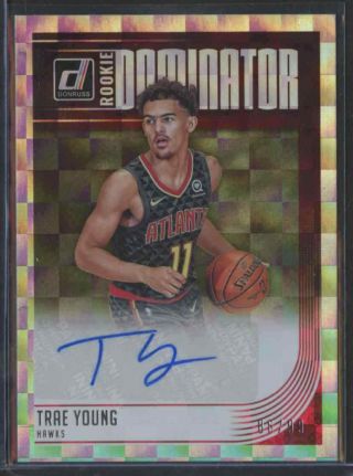2018 - 19 Donruss Rookie Dominator Autograph Trae Young Auto Rc /99 Hawks