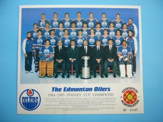 1984/85 Edmonton Northlands Edmonton Oilers Stanley Cup Champions Nhl Team Photo