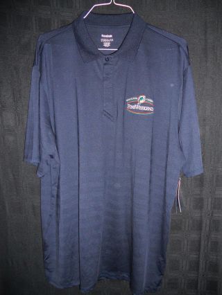 Miami Dolphins Navy Blue Reebok Dri - Fi Polo Shirt " Fins Weekend " Big Sz - 2xl
