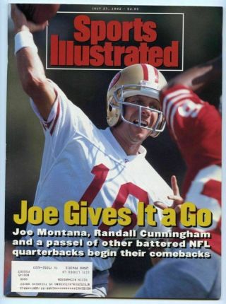 Si: Sports Illustrated July 27,  1992 Joe Montana,  Football,  Sf 49ers,  Very Good