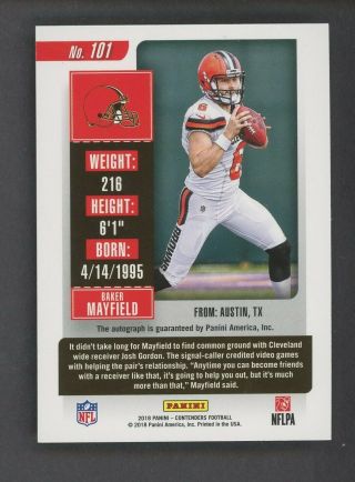 2018 Contenders Rookie Ticket Baker Mayfield Cleveland Browns RC AUTO SP 2