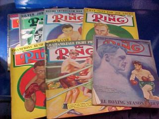 7 Issues 1947 The Ring Vintage Boxing Magazines