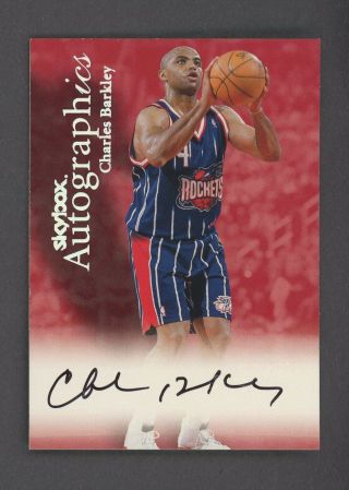 1999 - 00 Skybox Autographics Charles Barkley Rockets Hof Sp Auto W/ Stamp