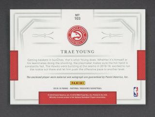 2018 - 19 National Treasures Bronze Trae Young Hawks RPA RC Patch AUTO 7/25 2