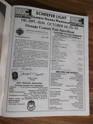 Eastern States Weekend Racing Program Silver Anniversary Oct.  1986 4