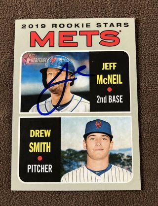 Jeff Mcneil Signed 2019 Topps Heritage Autographed Card Auto York Mets Rc