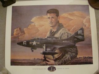 Ted Williams Large Print As An Aviator And Inset Of Baseball Player Signed