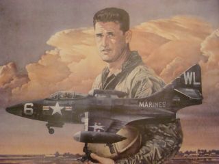 TED WILLIAMS LARGE PRINT AS AN AVIATOR AND INSET OF BASEBALL PLAYER SIGNED 4