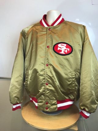 Sf San Francisco 49ers Men’s Chalk Line Satin Gold Jacket – Vintage Nfl Xxl