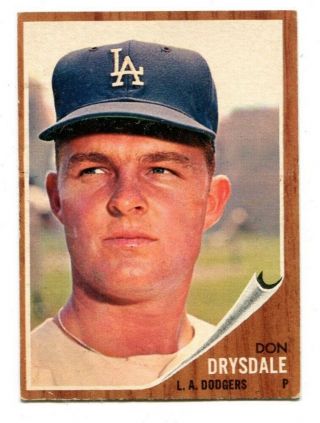 1962 Topps Don Drysdale Card 340 Los Angeles Dodgers Ex