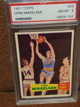 1957 Topps Basketball Vern Mikkelsen Rc 28 Psa 8