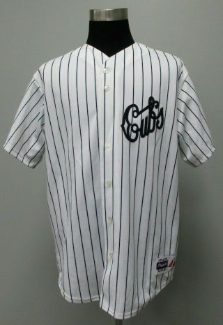 Vtg Majestic Chicago Cubs Old Style Throwback Pinstripe Sewn Baseball Jersey Xl