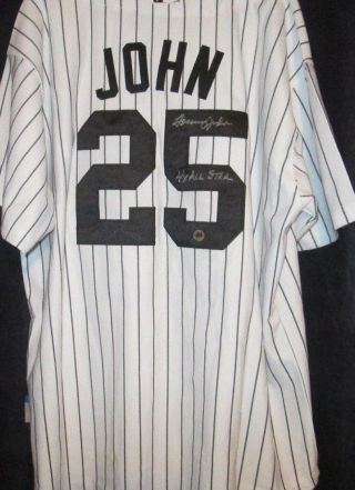 Autograph York Yankees Tommy John 25 Signed White Medium Jersey