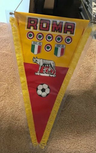 Roma Sport Football Soccer Club Old Pennant Flag Italy 1984