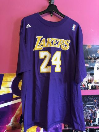 Adidas Kobe Bryant Los Angeles Lakers T - Shirt Jersey Purple Mens 2xl