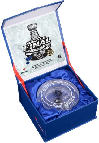 Bruins Vs Blues 2019 Stanley Cup Final Crystal Puck - Filled With Ice From Final
