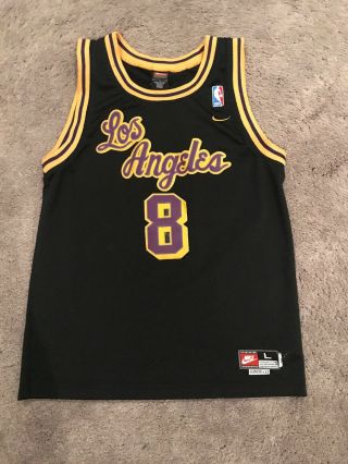 Vtg Nike Los Angeles Lakers Kobe Bryant Jersey 8 Nba Stitched Size Youth L