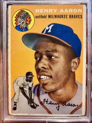 1954 Topps Henry Aaron Rookie Rc 128 Psa 2 True All - Time Hr Leader