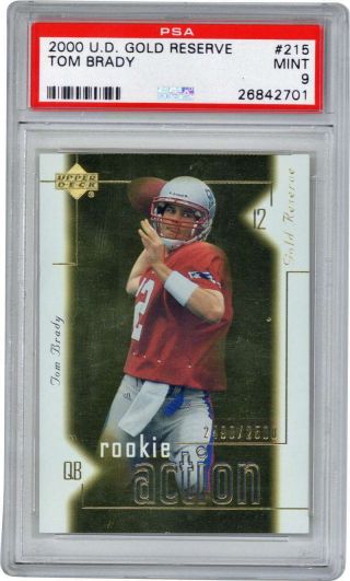 Tom Brady 2000 Upper Deck Gold Rookie Reserve Football Card Psa 9