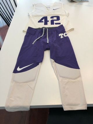 Team Issued Nike Tcu Horned Frogs Football Jersey,  Pants Xl Thud Shirt 42