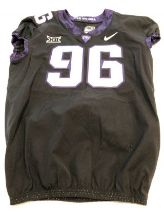 Game Worn Nike Tcu Horned Frogs Football Jersey Size 46 96 2018