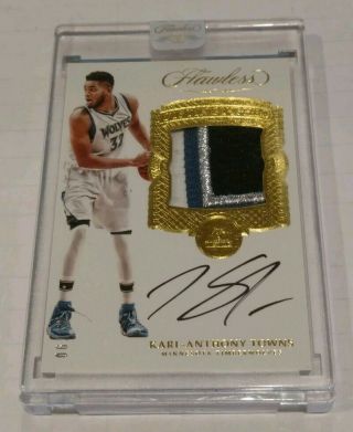 Encased 2016 - 17 Panini Flawless 4clr Patch Auto Karl - Anthony Towns 06/10