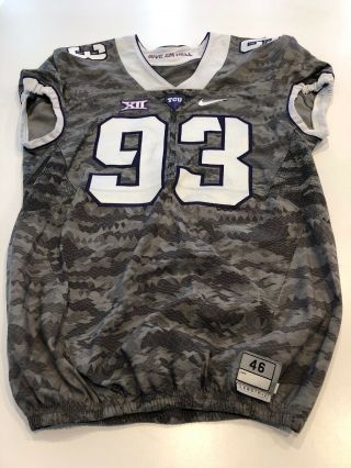 Game Worn Nike Tcu Horned Frogs Football Jersey Size 46 93