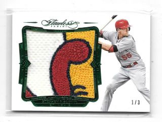 2017 Panini Flawless Stephen Piscotty 4 Color Jersey Patch Logo Green 1/3