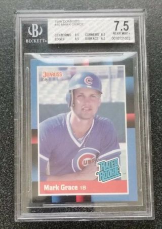 1988 Donruss 40 Mark Grace Rated Rookie Bgs 7.  5 Near,  Chicago Cubs